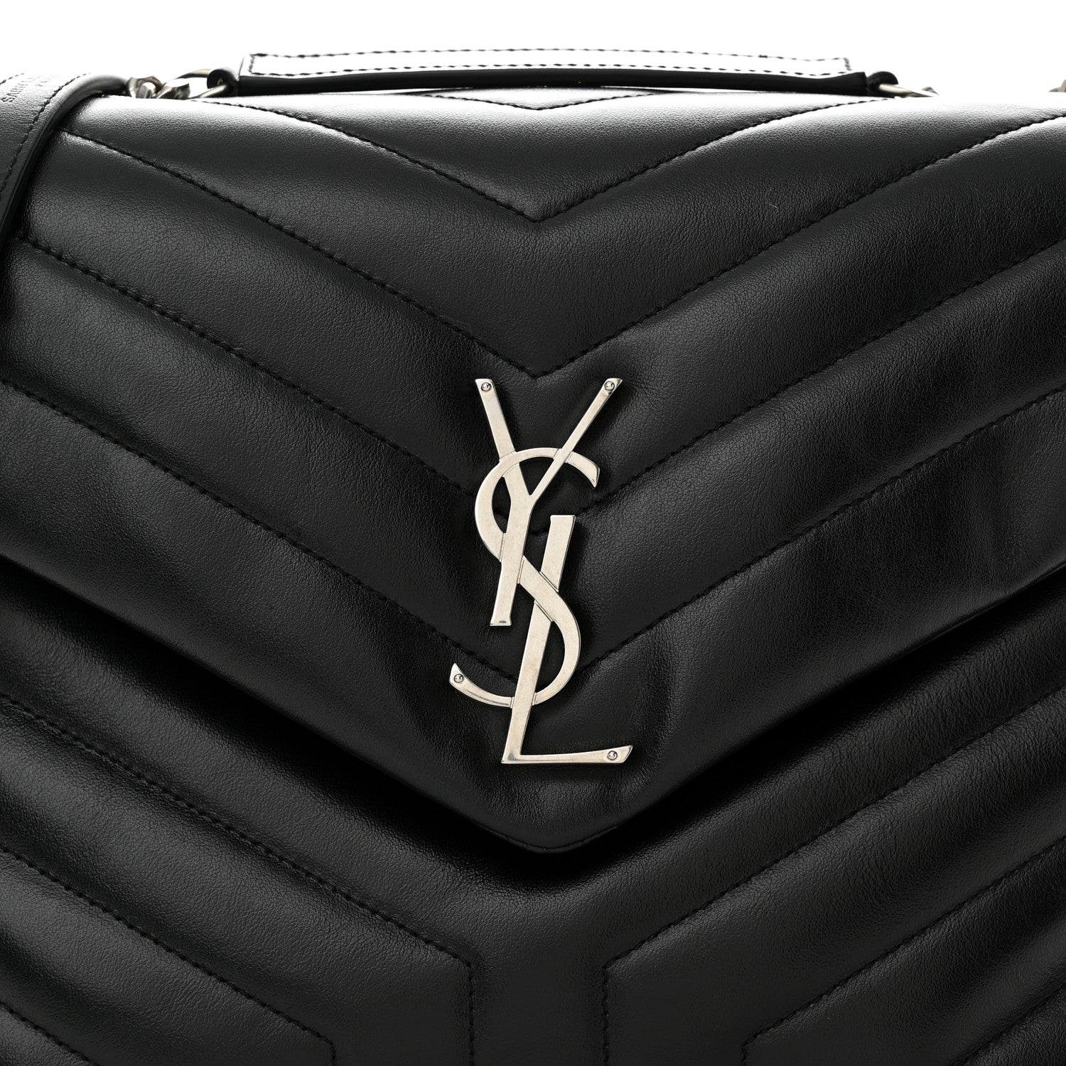 Saint Laurent Calfskin Y Quilted Monogram Medium Loulou Chain Satchel Black 8 of 10