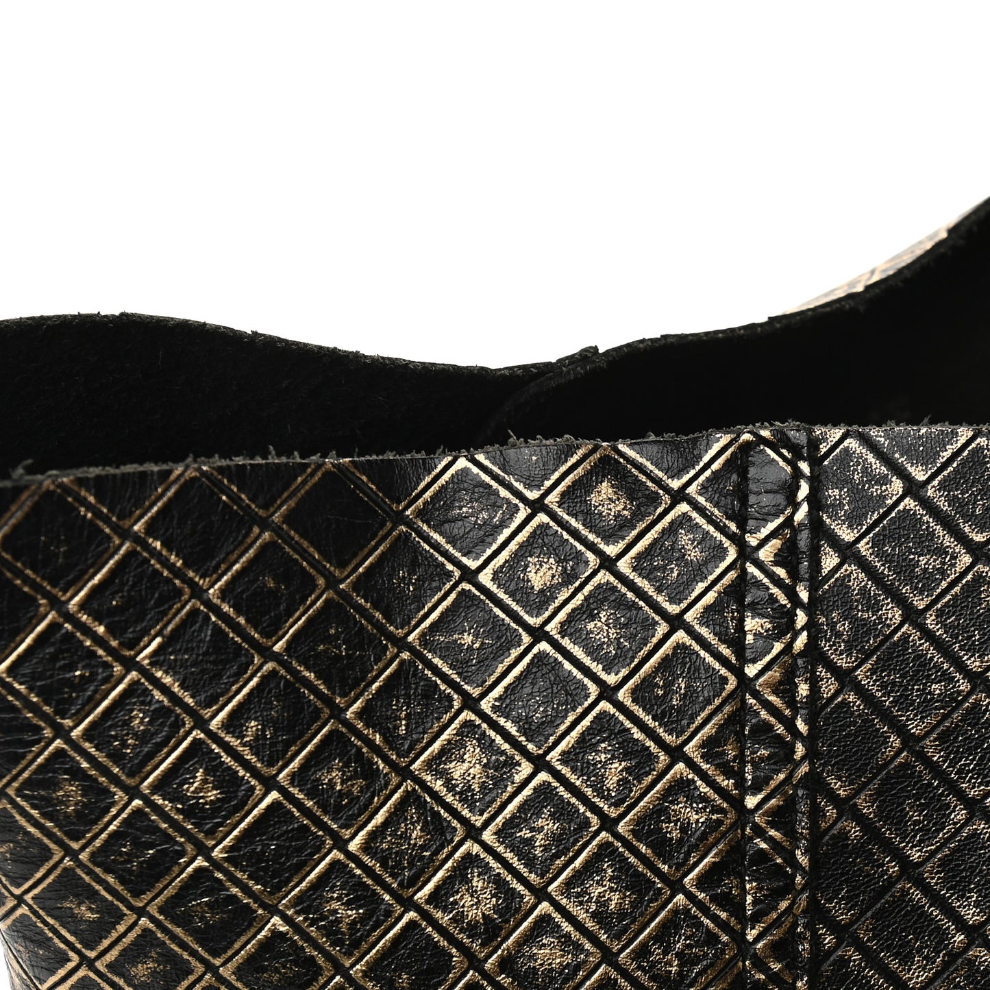 Calfskin Intrecciomirage Large Tote Black Gold