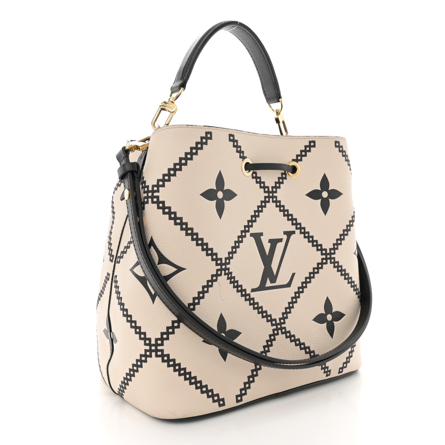 Louis Vuitton Empreinte Monogram Giant Broderies Neonoe MM Cream Black 3 of 13