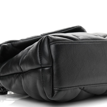 Saint Laurent Calfskin Quilted Toy Loulou Puffer Monogram Monochrome Chain Satchel Black 9 of 10