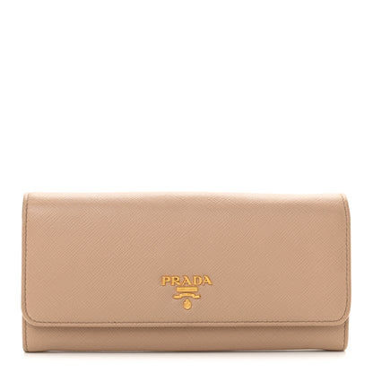 Prada Saffiano Bi-Color Metal Continental Flap Travel Wallet Cammeo Orchidea 1 of 8