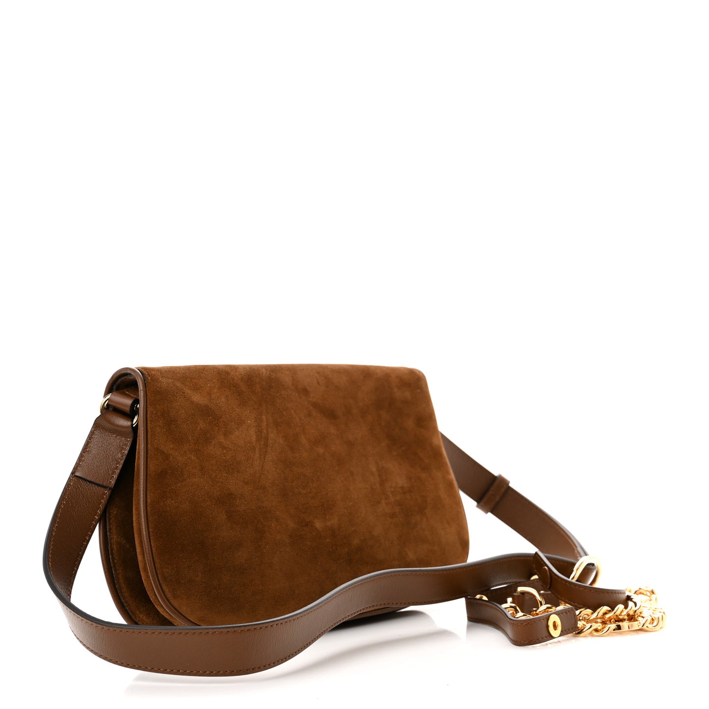 Suede Talco Roxy Calfskin Blondie Chain Shoulder Flap Bag Burnt Satin