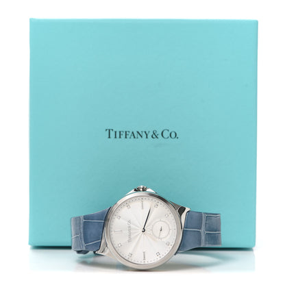 Tiffany Stainless Steel Alligator Diamond 34mm Metro 3-Hand Quartz Watch 6 of 6
