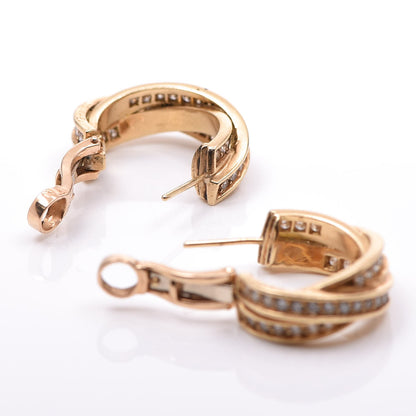 Cartier 18K Yellow Gold Diamond Trinity Hoop Earrings 6 of 6