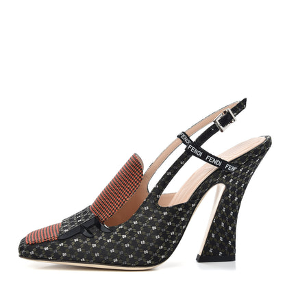 Fendi Fabric Jacquard Ffreedom Slingback Pumps 38.5 1 of 10