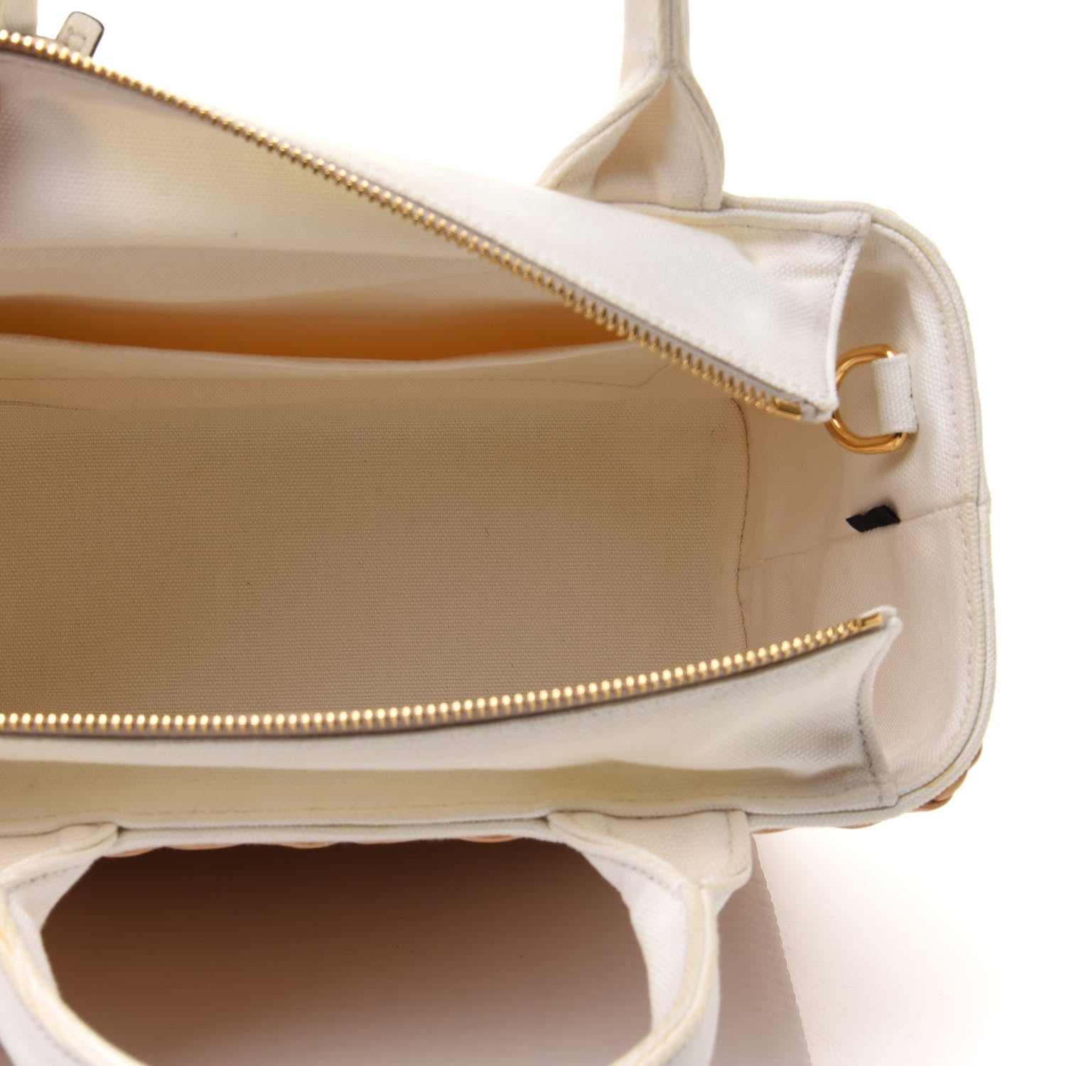 Prada Canvas Wicker Shoulder Bag White Tan 8 of 16