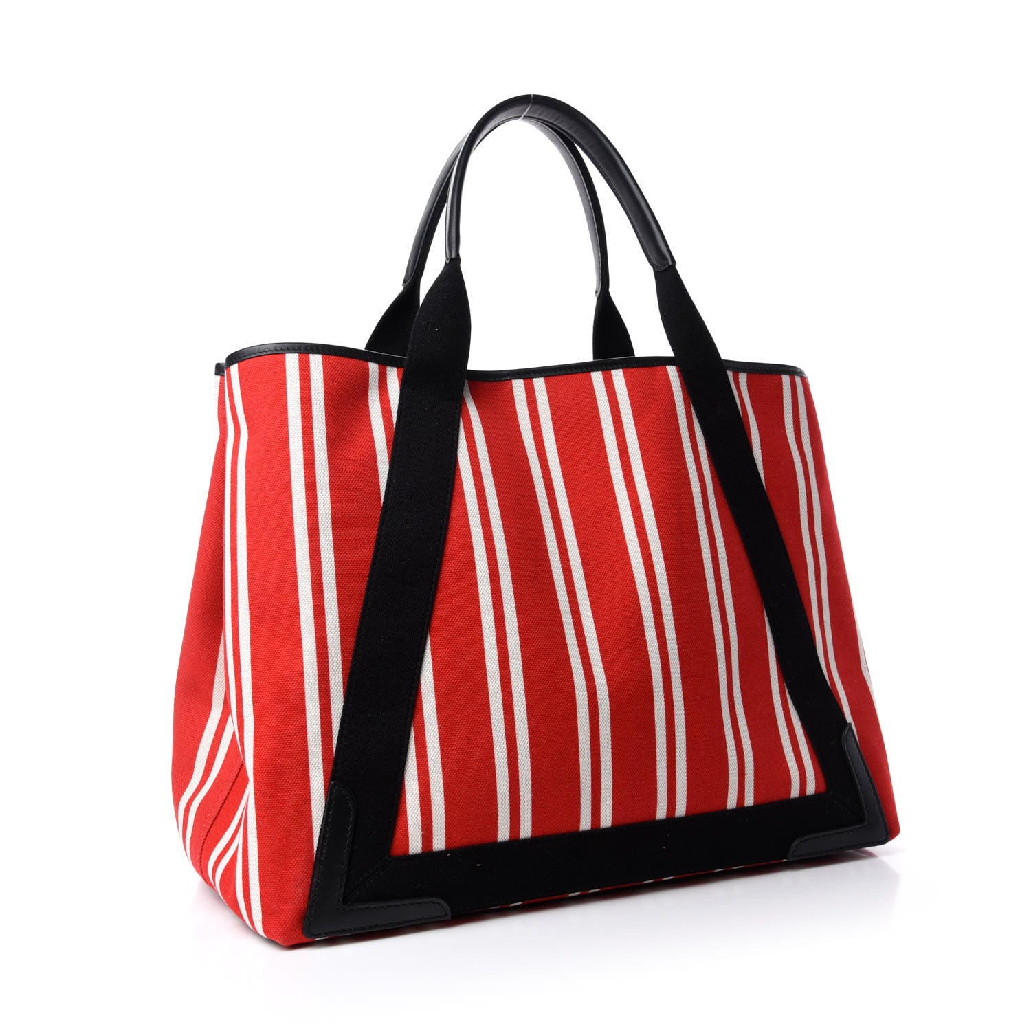 Balenciaga Canvas Navy Striped Cabas M Red 3 of 10