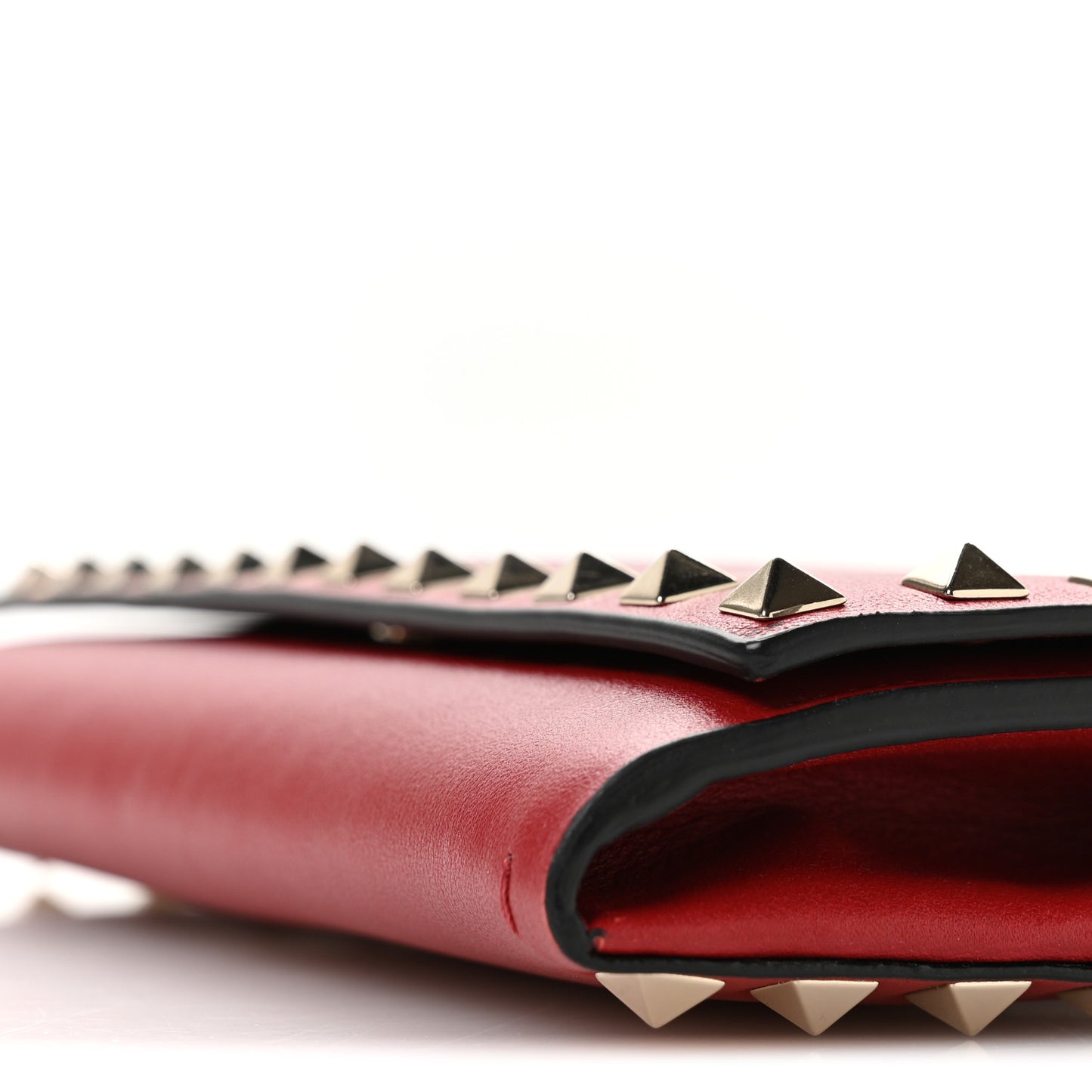 Vitello Small Rockstud Flap Wallet on Chain Red