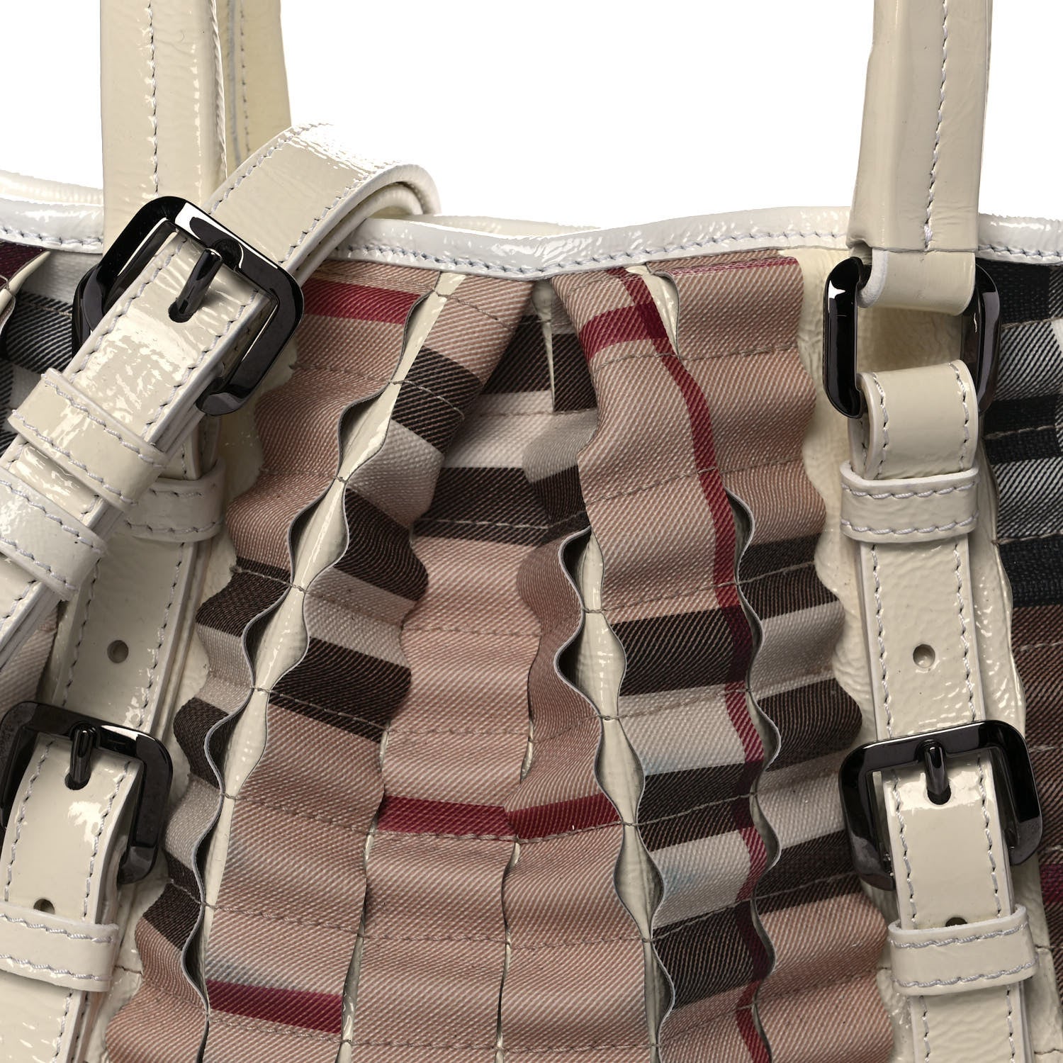 Burberry Patent House Check Ruffled Small Lowry White 10 of 10