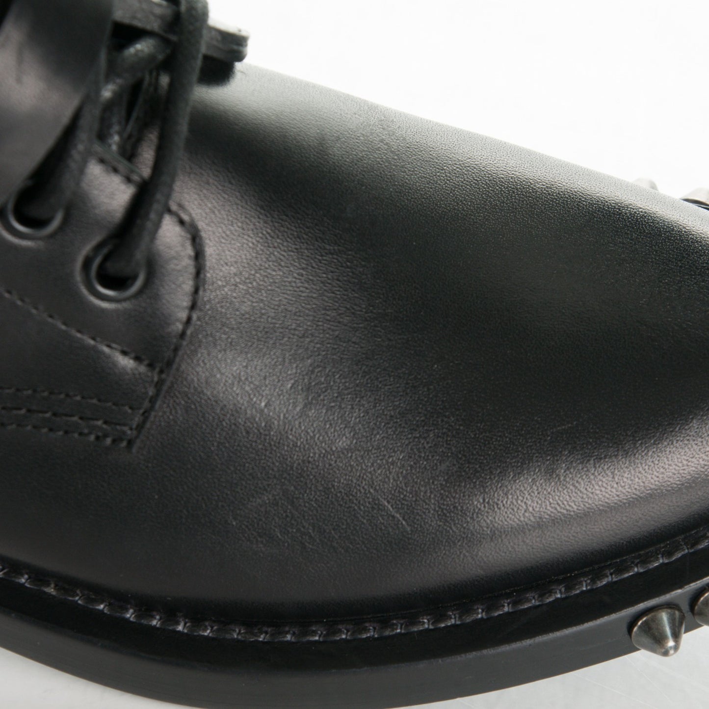 Smooth Calfskin Studded Ankle Ranger Boots 34.5 Black