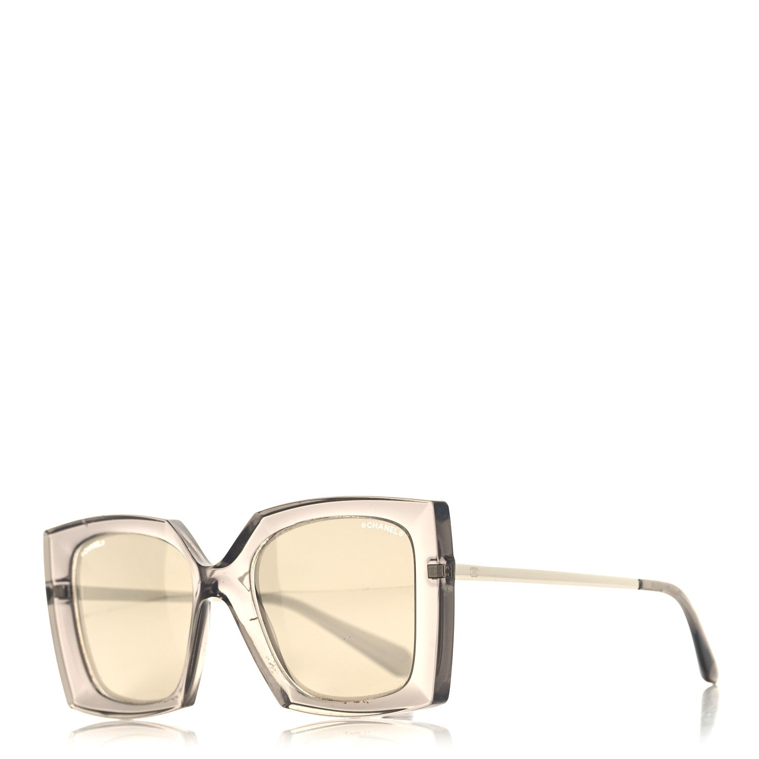 Chanel 18K White Gold Mirror Square Sunglasses 6051 Gray 1 of 8
