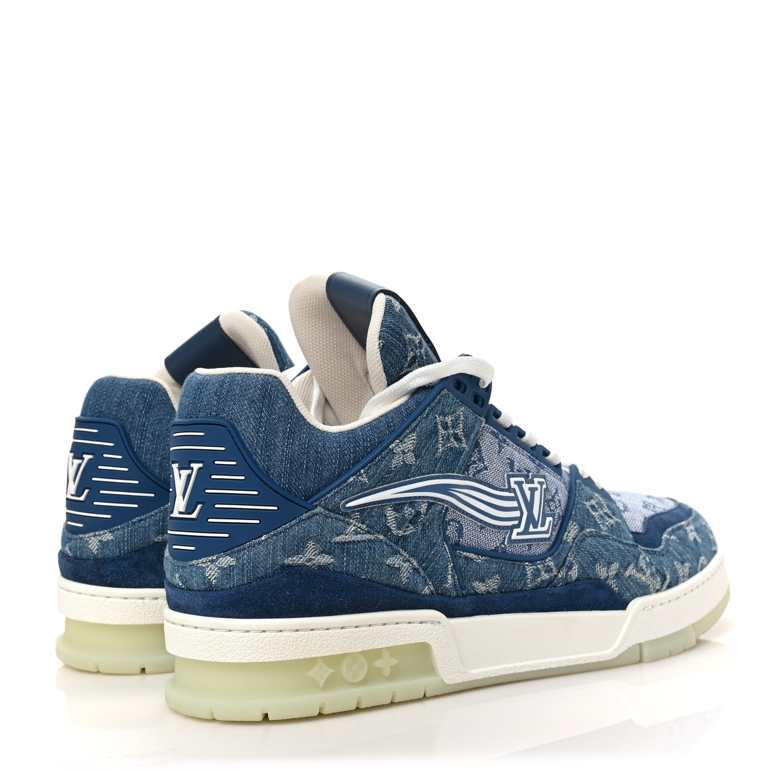 Louis Vuitton Monogram Denim Mens Trainer Sneakers 9 Blue 4 of 7
