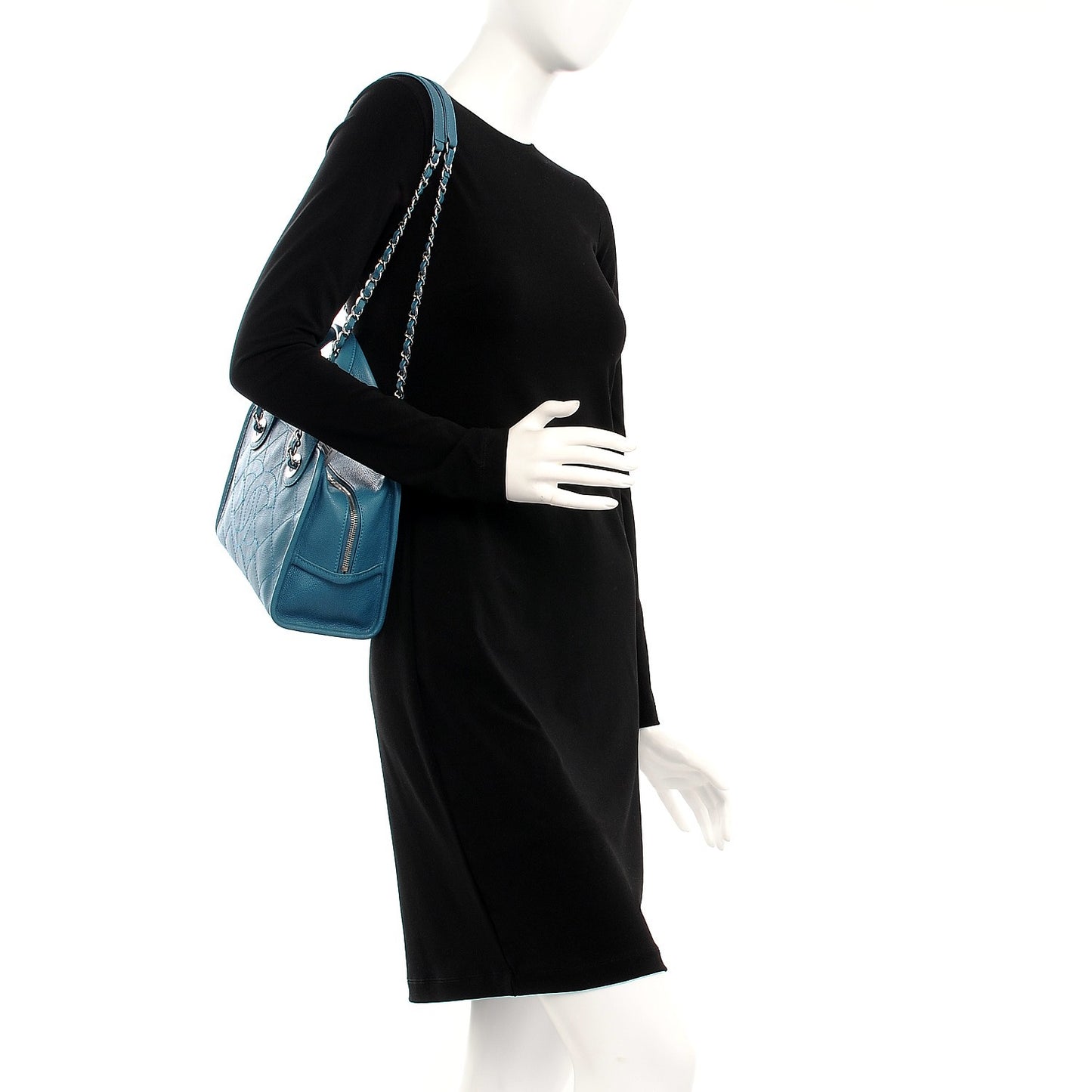 Caviar Quilted Small Deauville Bowling Bag Blue