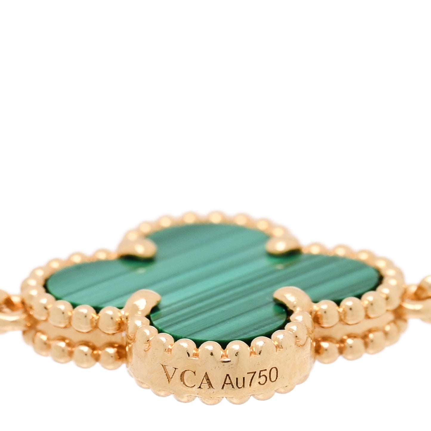 18K Yellow Gold Malachite 5 Motifs Vintage Alhambra Bracelet