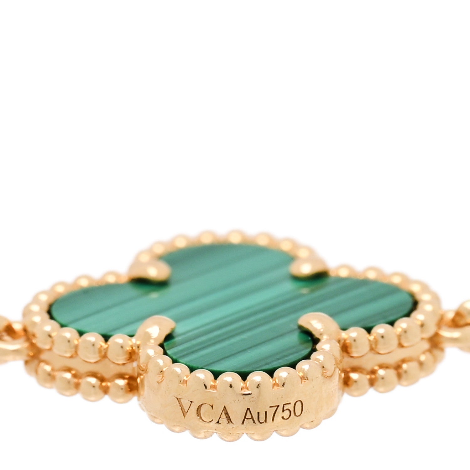 Van Cleef & Arpels 18K Yellow Gold Malachite 5 Motifs Vintage Alhambra Bracelet 3 of 4