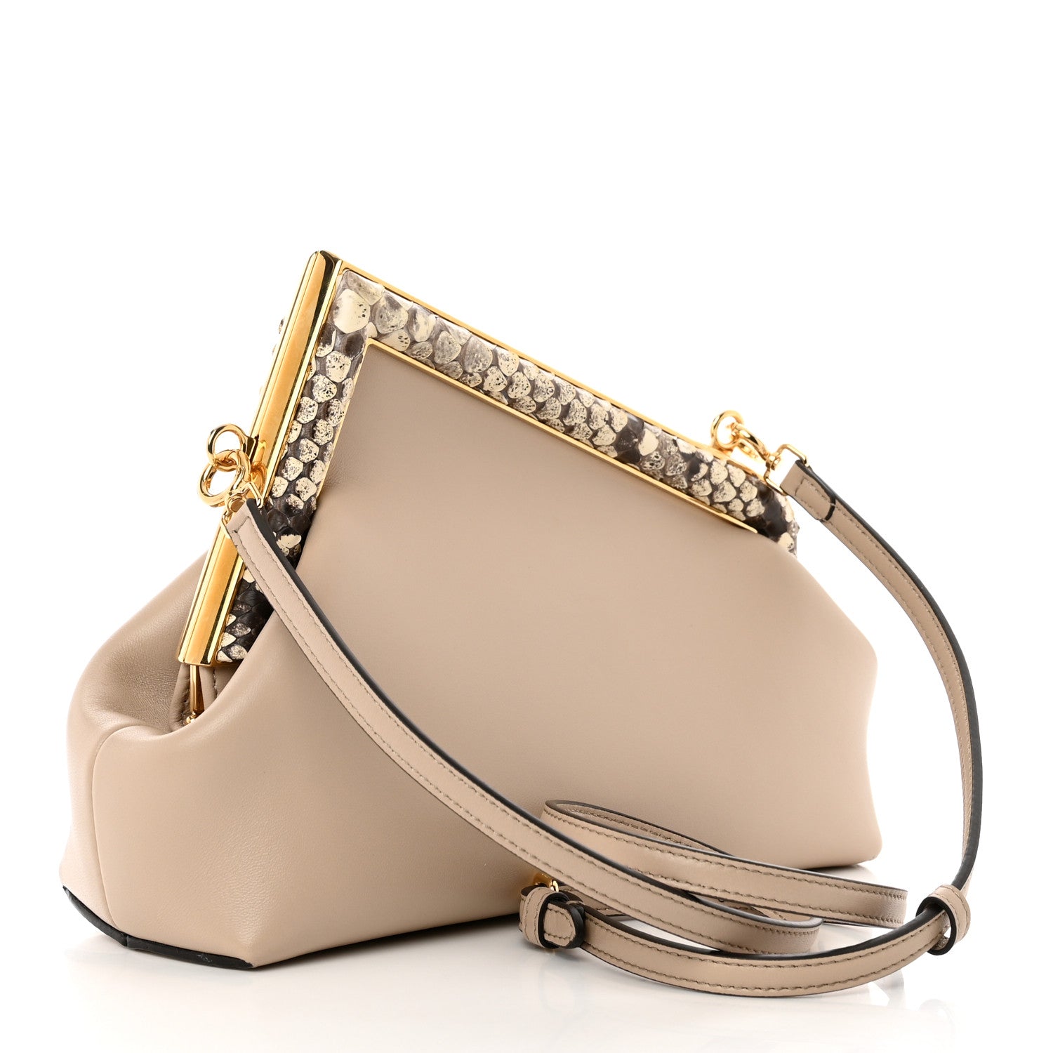 Fendi Shiny Nappa Snakeskin Small Fendi First Nuvola Roccia 3 of 9