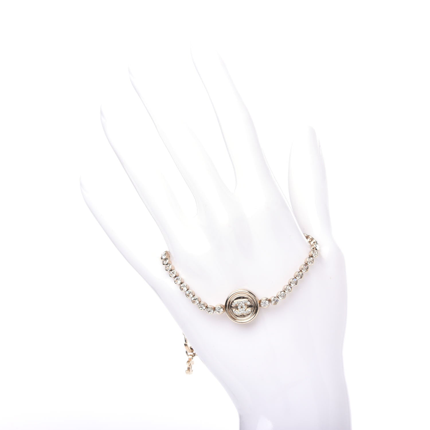 Chanel Crystal CC Chain Bracelet Gold 2 of 4