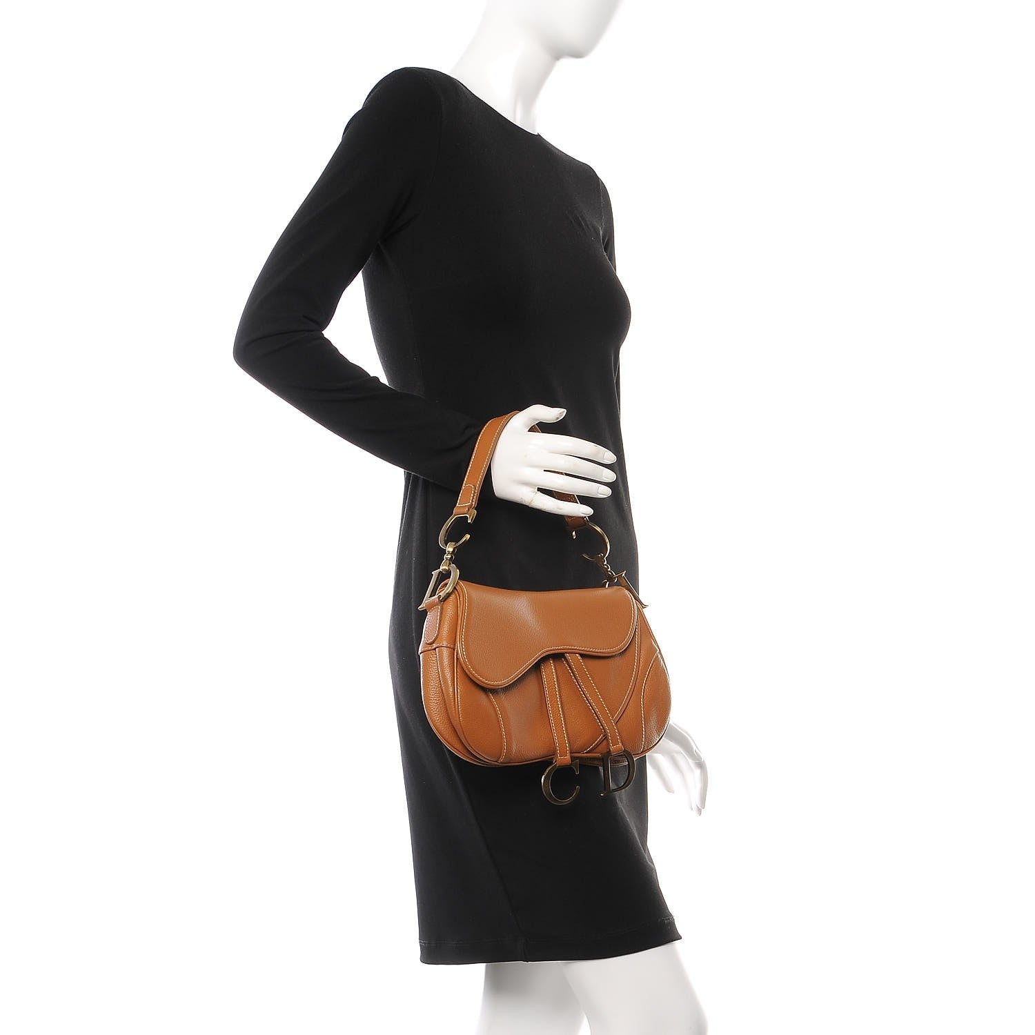 Christian Dior Calfskin Double Saddle Bag Brown 2 of 7