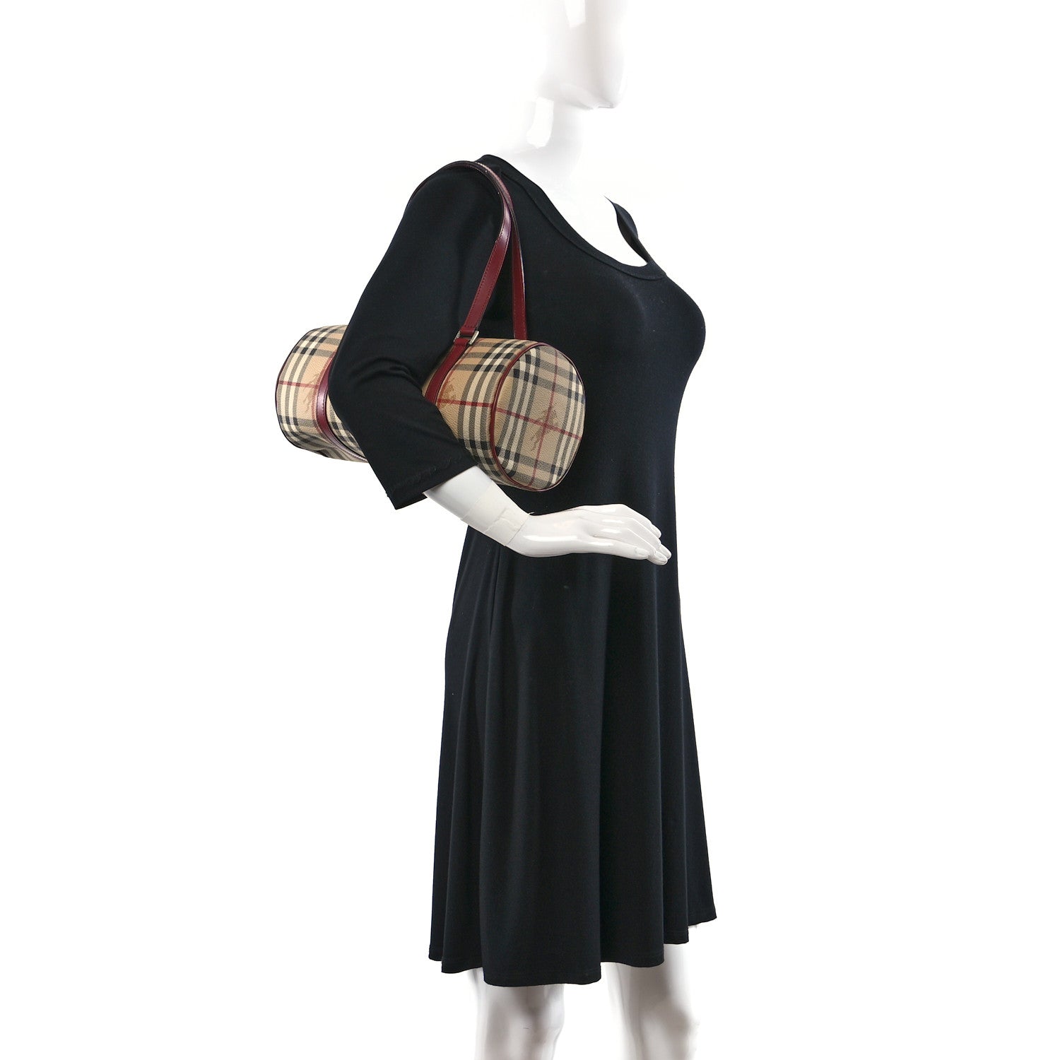 Burberry Haymarket Check Barrel Bag Brown 2 of 12