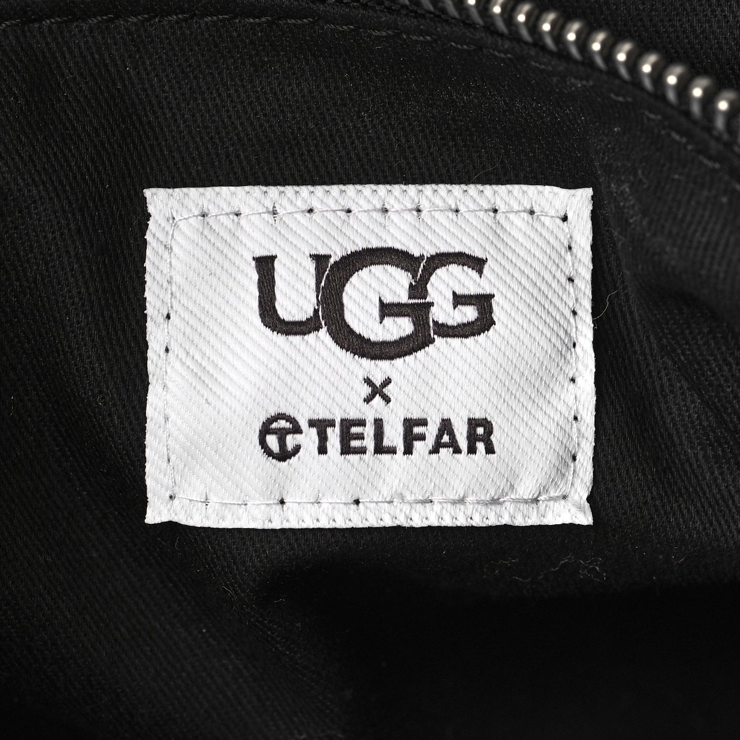 X UGG Crinkle Patent Shearling Large Shopping Bag Black
