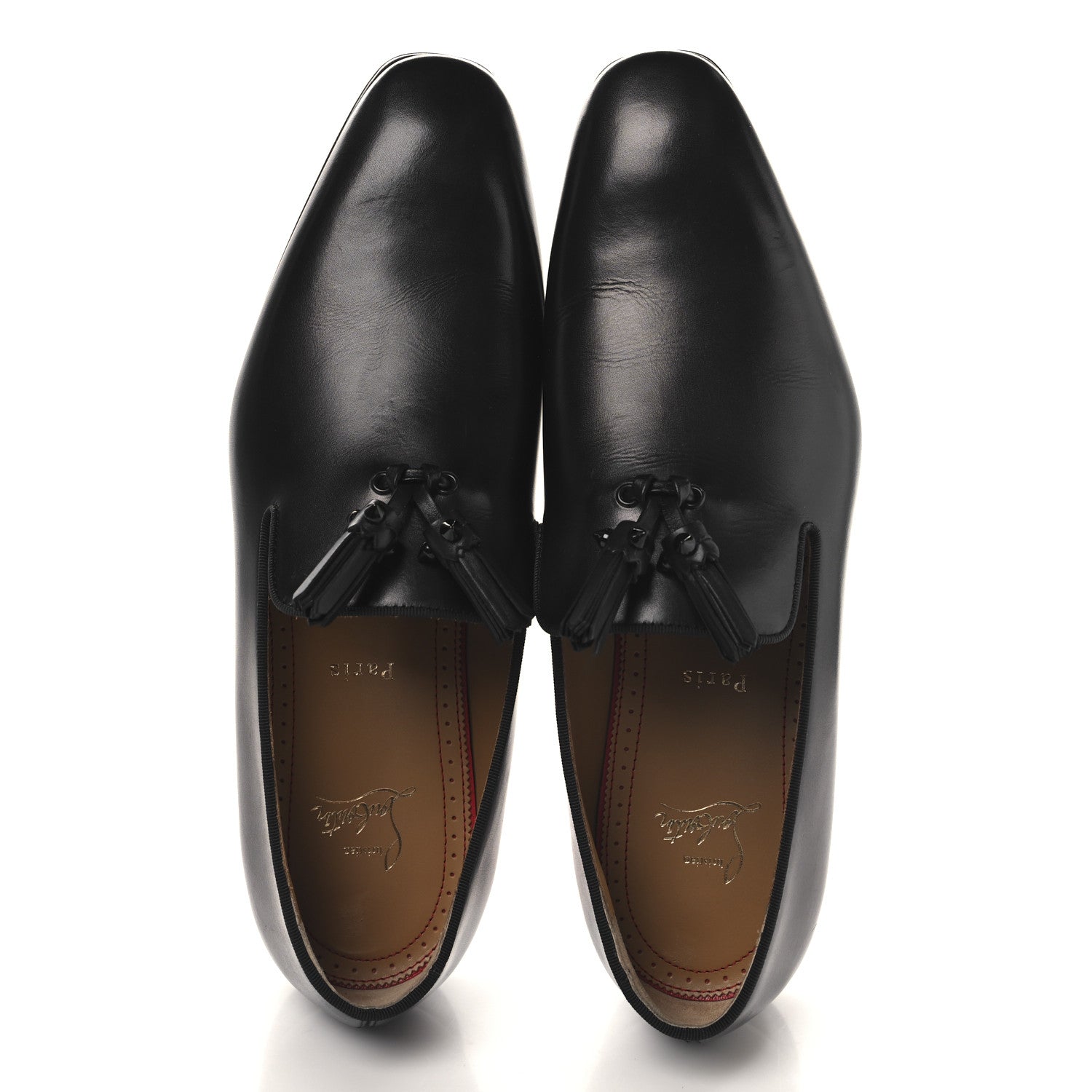 Christian Louboutin Calfskin Tassel Dandelion Mens Dandelion Flat Loafers 42 Black 2 of 9