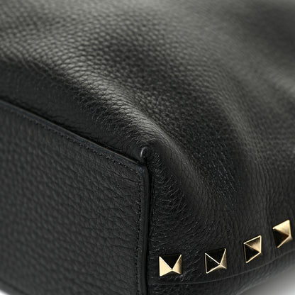 Valentino Garavani Grained Calfskin Small Rockstud Flip Lock Tote Black Rose Quartz 10 of 13