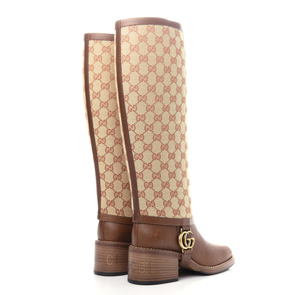 Gucci GG Monogram Calfskin Lola Tall Boots 36 Beige Ruggine Cuir 4 of 9