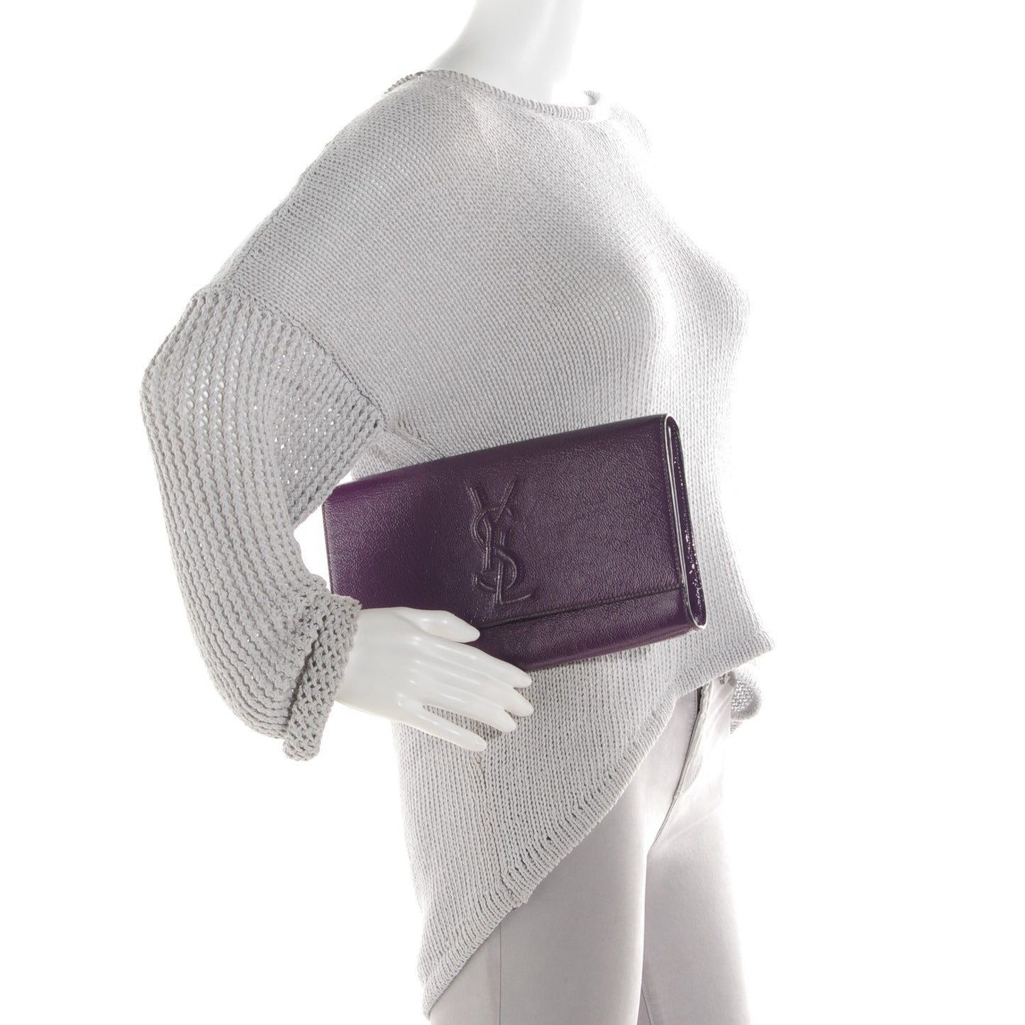 Textured Patent Monogram Large Belle De Jour Clutch Purple