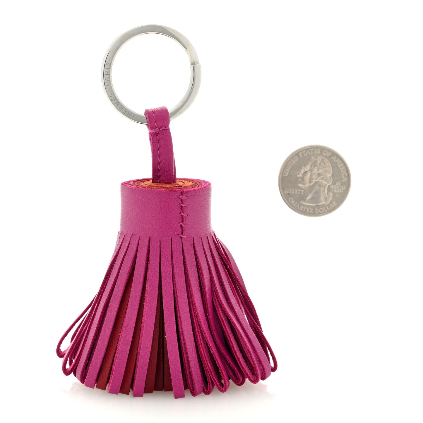 Lambskin Tri-Color Carmen Tassel Key Holder Rose Pourpre Brique Orange