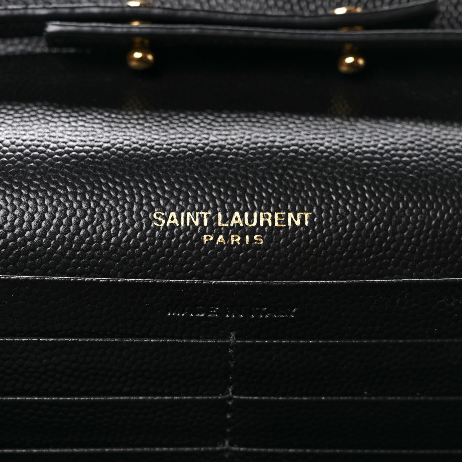 Saint Laurent Grain De Poudre Matelasse Chevron Monogram Chain Wallet Black 6 of 8