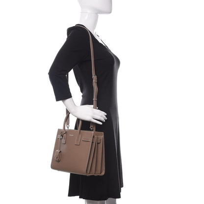Saint Laurent Grained Calfskin Topstich Baby Sac De Jour Taupe 2 of 9