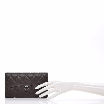 Chanel Caviar Quilted Large Flap Wallet Dark Brown 2 of 8