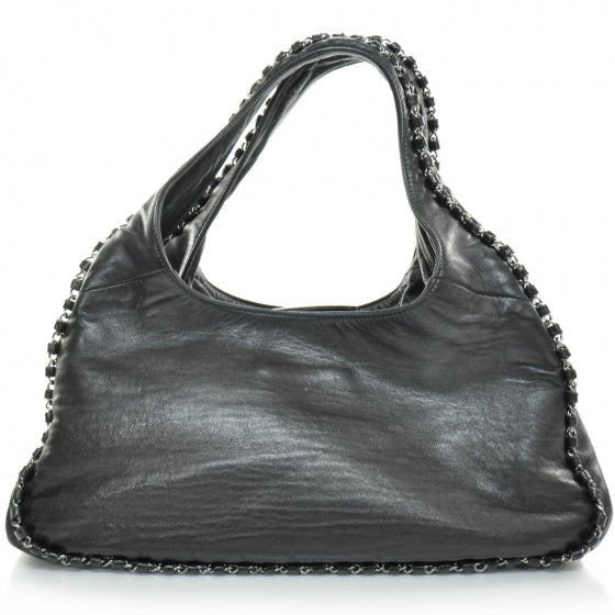 Leather Chain Hobo Black
