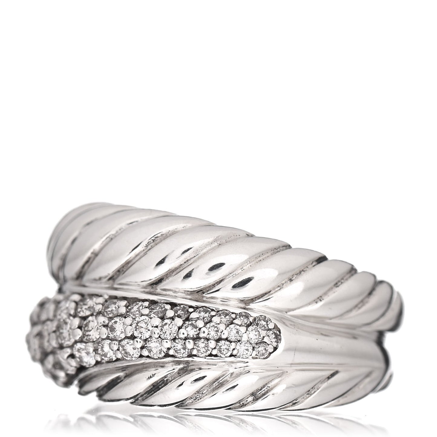 Sterling Silver Diamond Thoroughbred Cable Wrap Ring 54 7