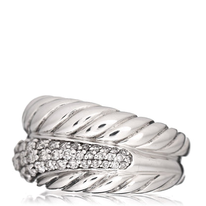 David Yurman Sterling Silver Diamond Thoroughbred Cable Wrap Ring 54 7 3 of 5