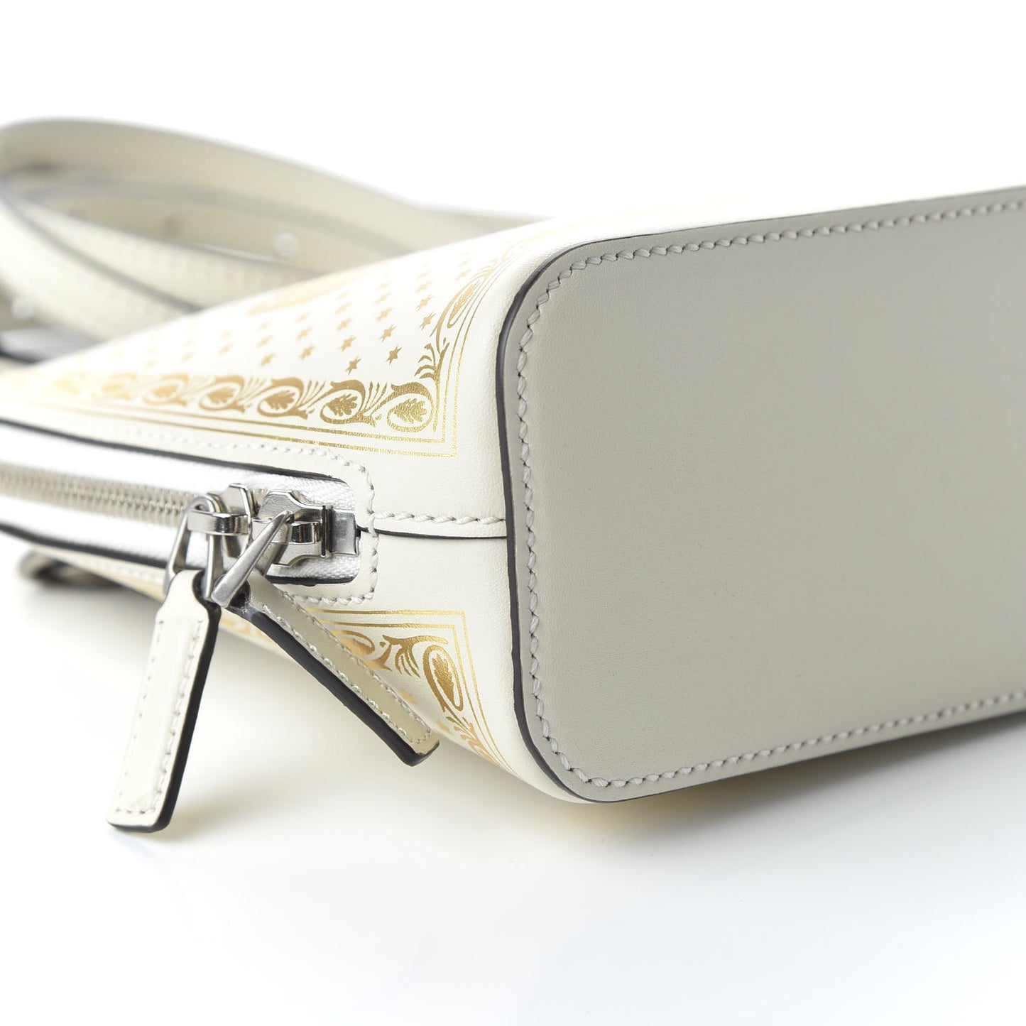 X SEGA Calfskin GUCCY Stars Mini Dome Shoulder Bag Mystic White Gold