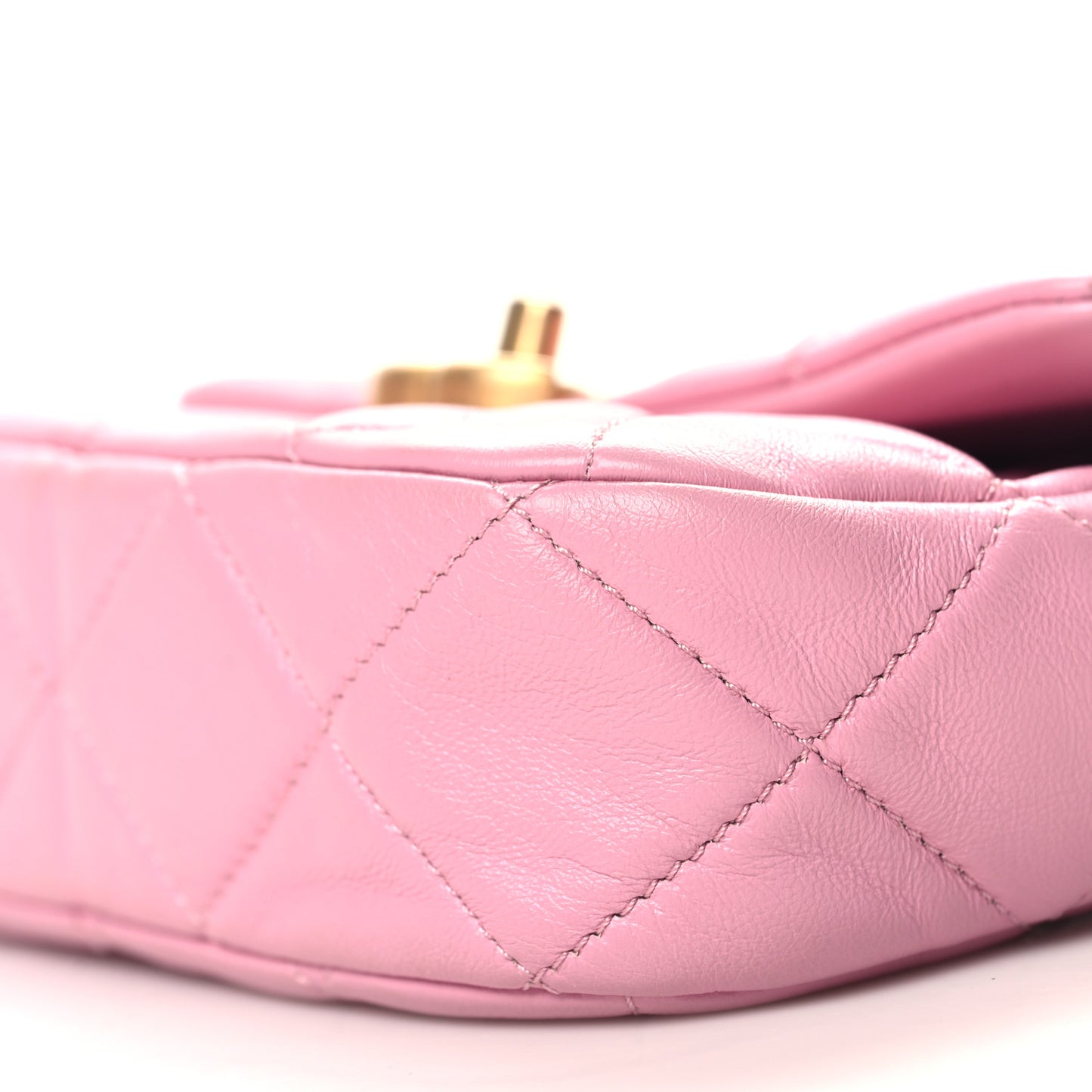 Lambskin Quilted Mini Lacquered Chain Flap Pink