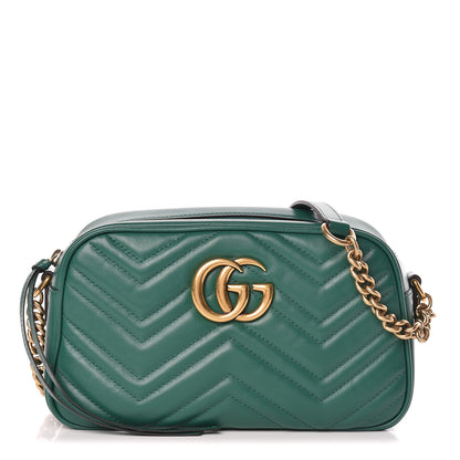 Gucci Calfskin Matelasse Small GG Marmont Chain Shoulder Bag Emerald Green 1 of 10