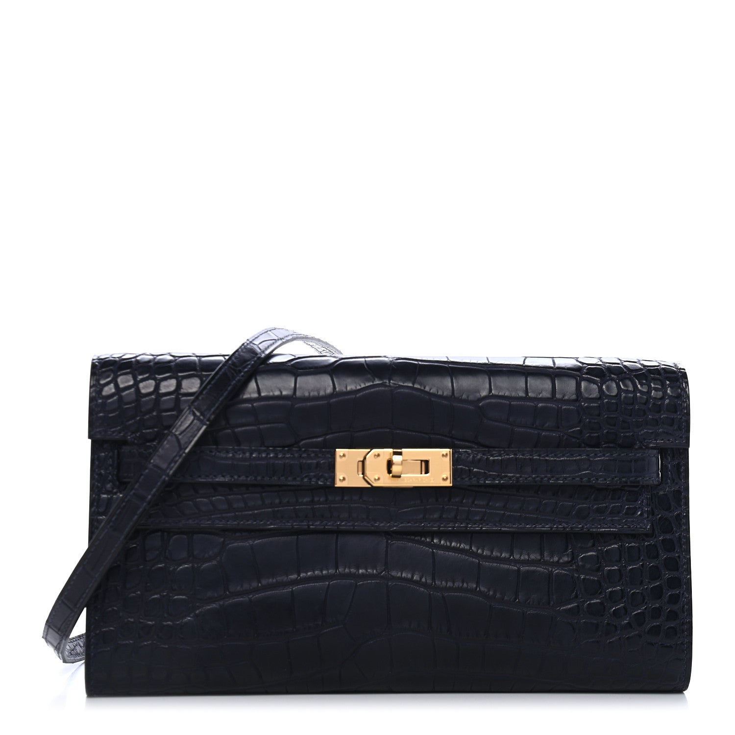 Hermes Matte Alligator Kelly Wallet To Go Bleu Indigo 1 of 8