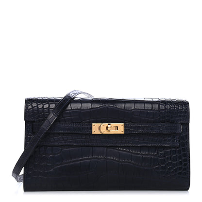 Hermes Matte Alligator Kelly Wallet To Go Bleu Indigo 1 of 8