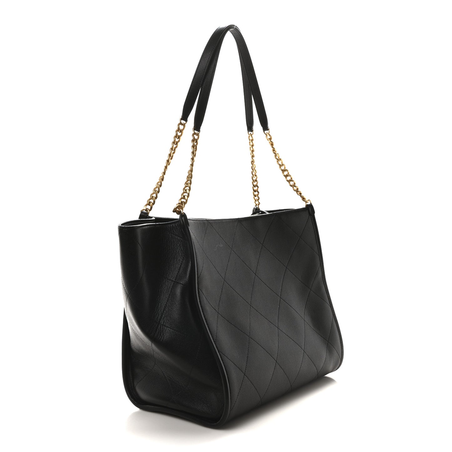 Caviar Stitched Pocket CC Large Tote Black