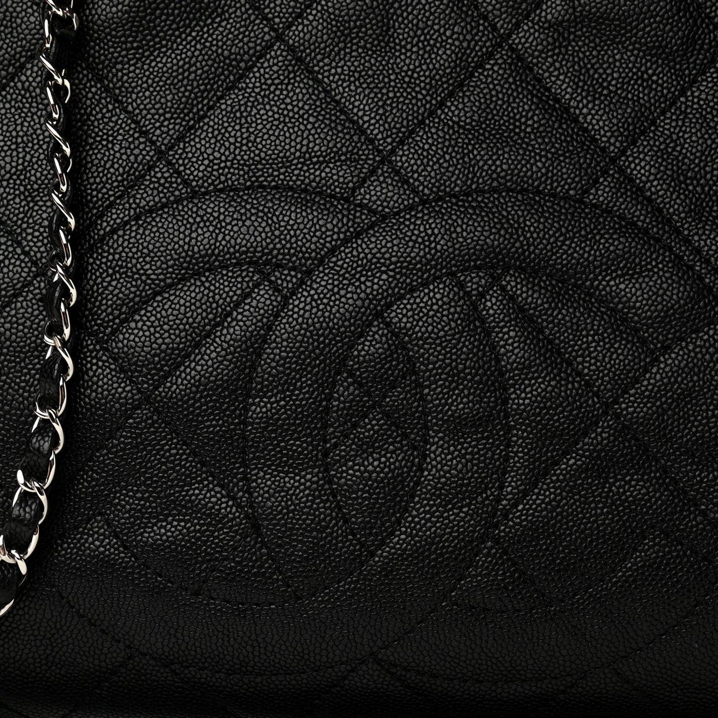 Caviar Quilted Large CC Tote Black