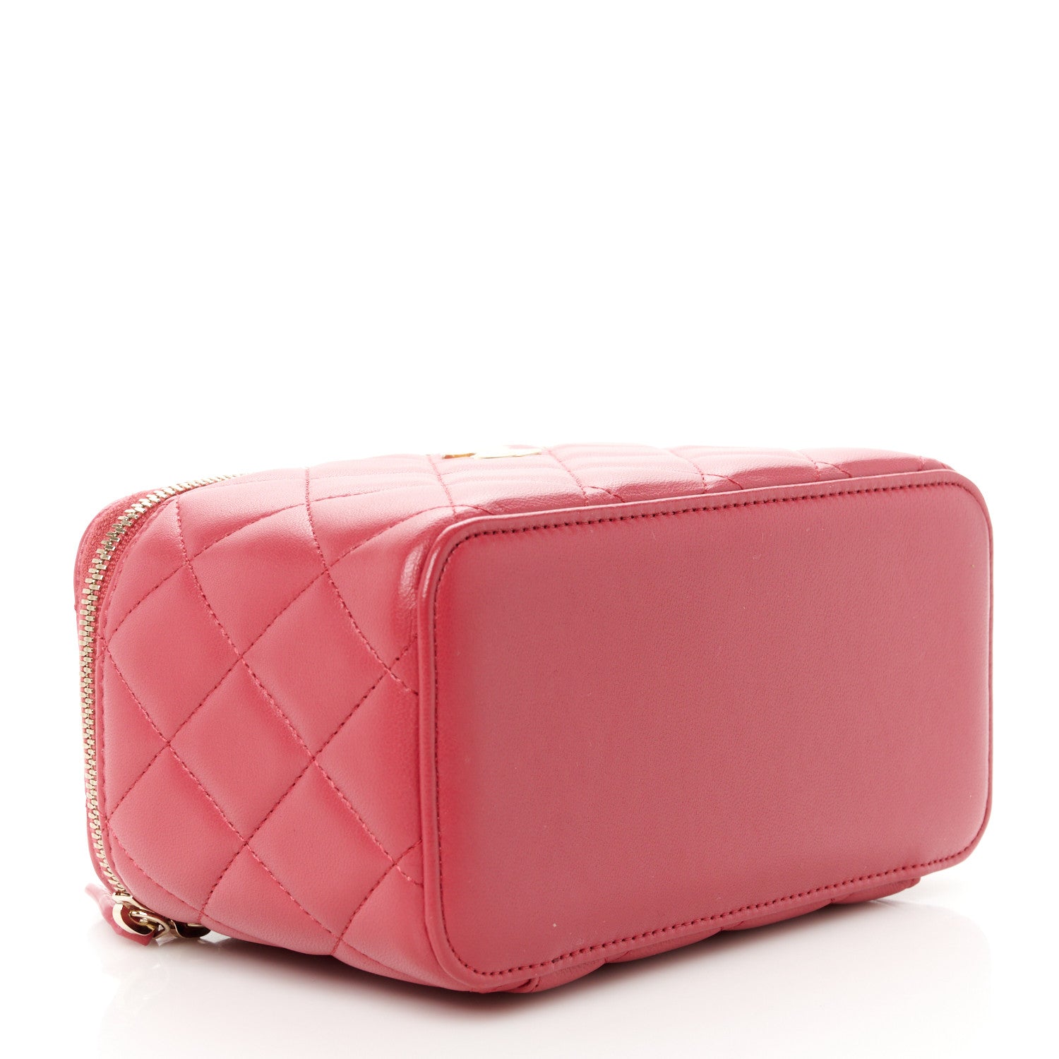 Chanel Lambskin Quilted Small Top Handle Vanity Case With Chain Dark Pink 4 of 11