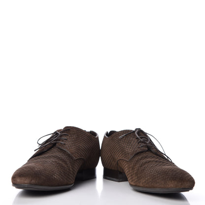 Louis Vuitton Suede Damier Mens Telegraph Derby Lace Up Shoes 8 Brown 5 of 12