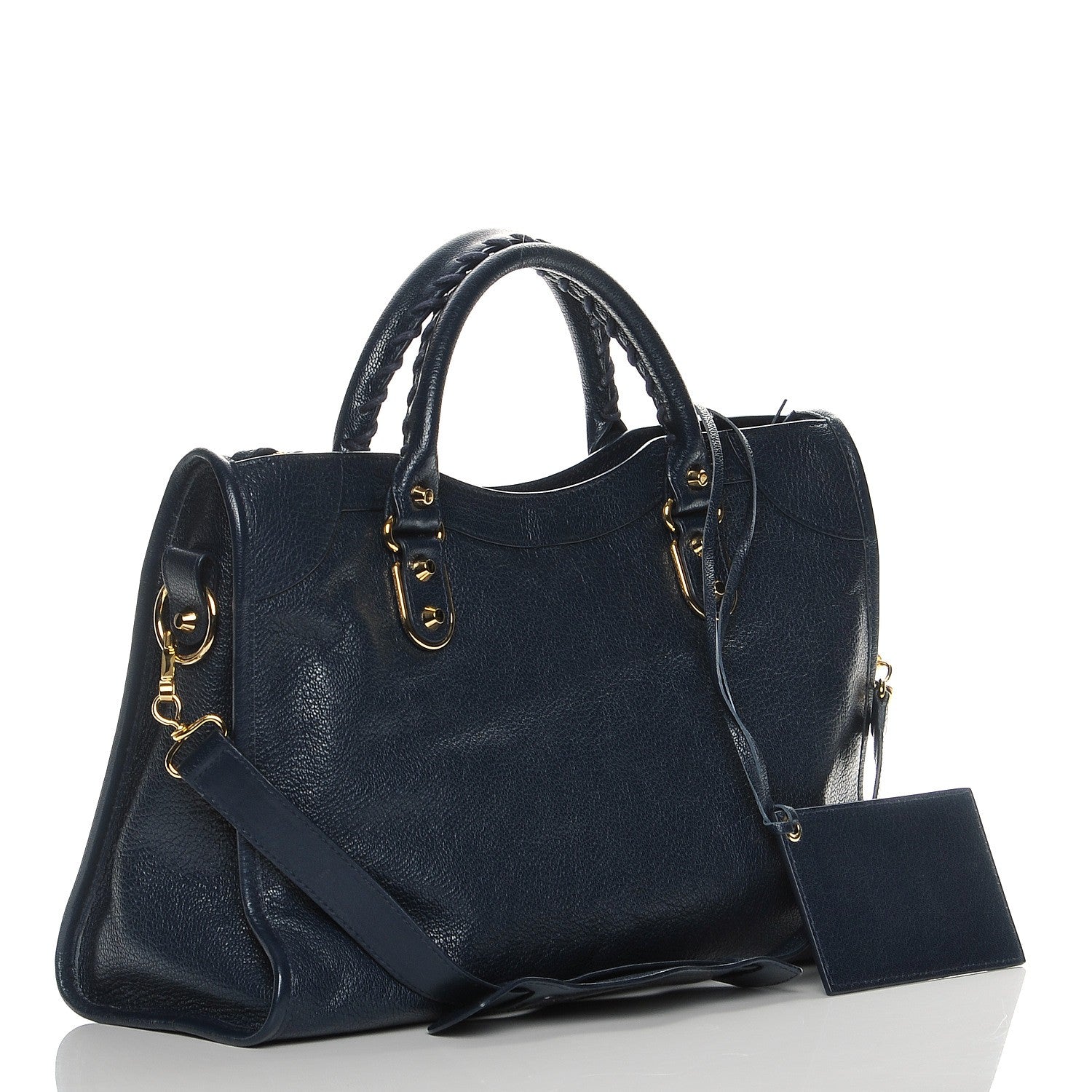Balenciaga Chevre Gold Metallic Edge Hardware City Bleu Nuit Dark Sea 4 of 9