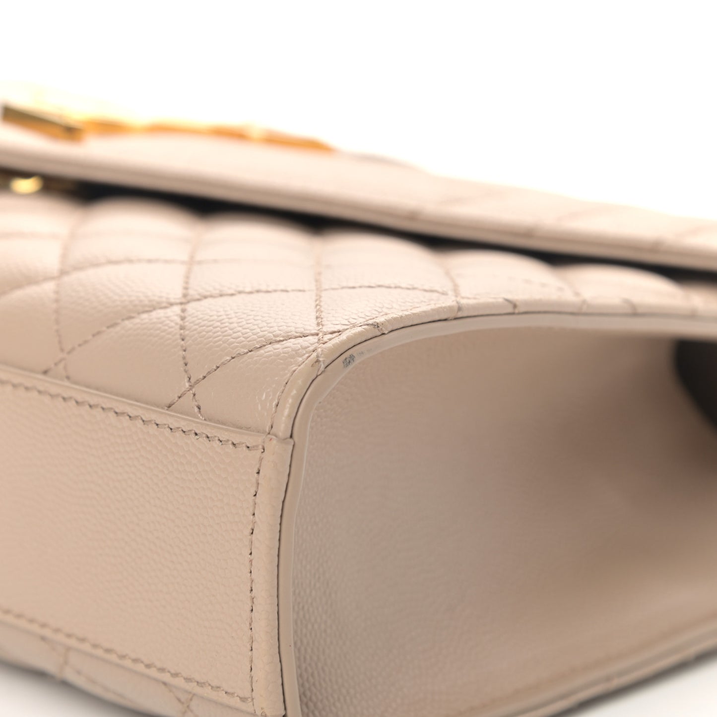 Grain De Poudre Textured Mixed Matelasse Medium Triquilt Monogram Satchel Dark Beige