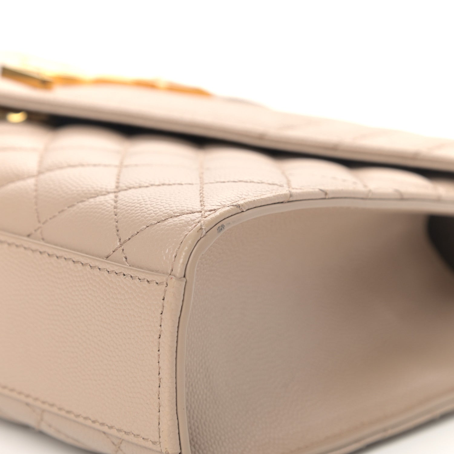 Saint Laurent Grain De Poudre Textured Mixed Matelasse Medium Triquilt Monogram Satchel Dark Beige 9 of 11