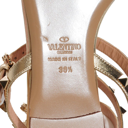 Valentino Garavani Metallic Nappa Rockstud Ankle Wrap Flat Thong Sandals 38.5 Platino 6 of 7