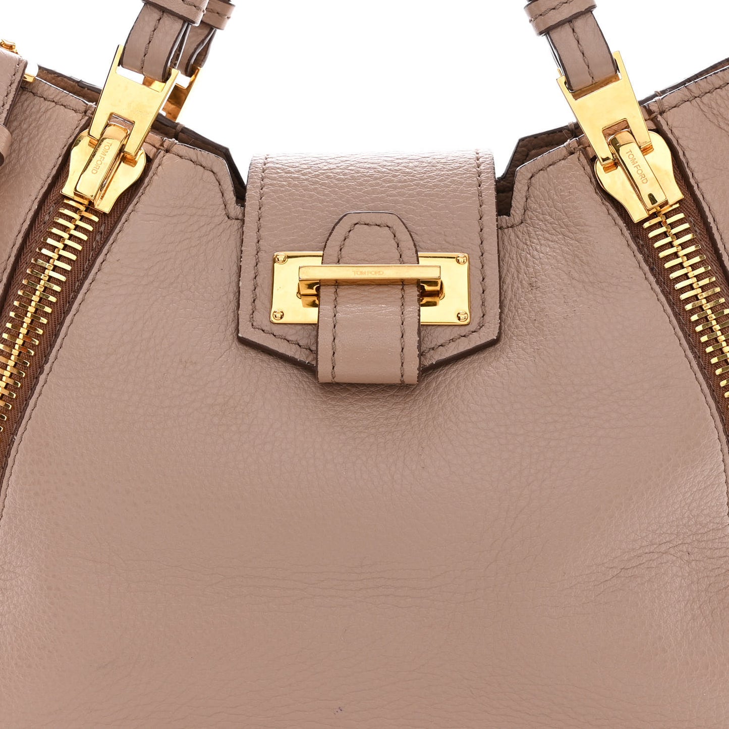Grained Calfskin Sedgwick Medium Zipper Tote Taupe