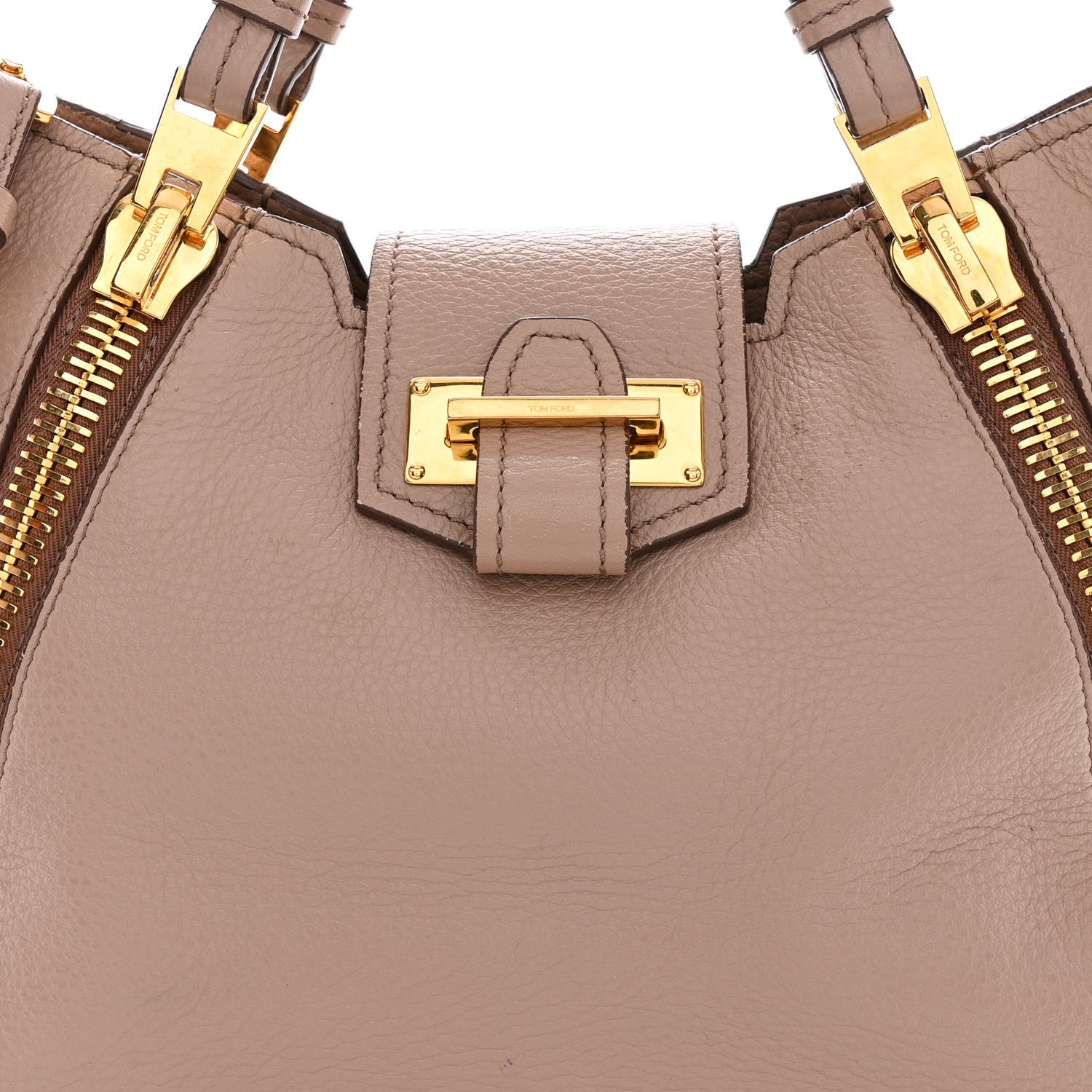 Tom Ford Grained Calfskin Sedgwick Medium Zipper Tote Taupe 8 of 20